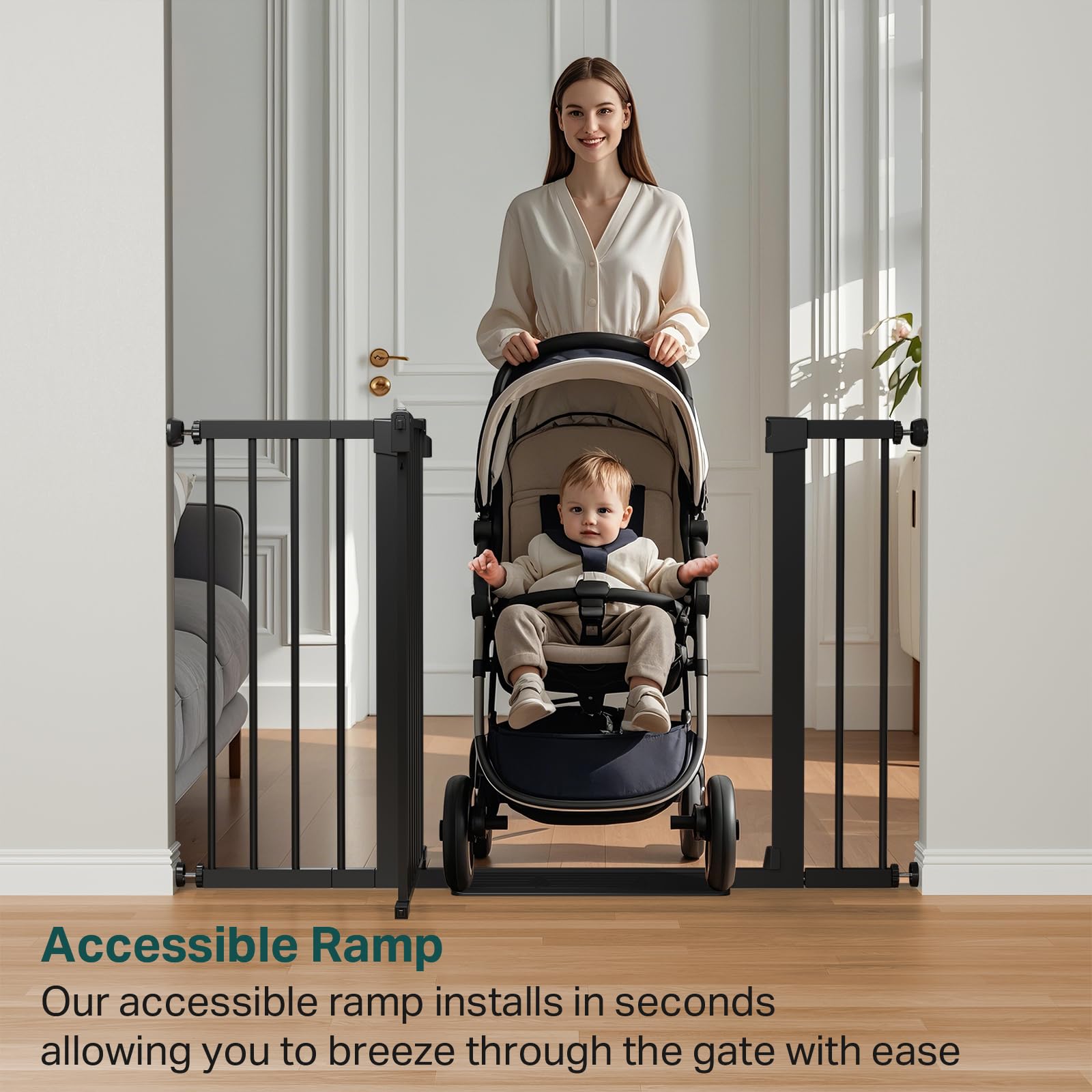 Cumbor stroller-friendly walkthrough captures easy stroller passage.
