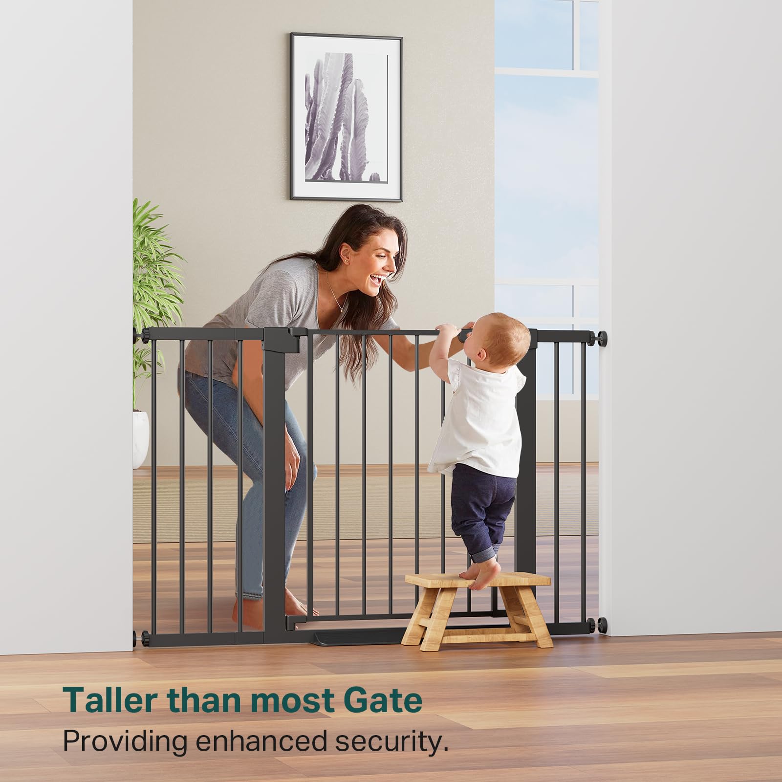 Cumbor two-way swing with 90-degree stop offers convenient adult access.