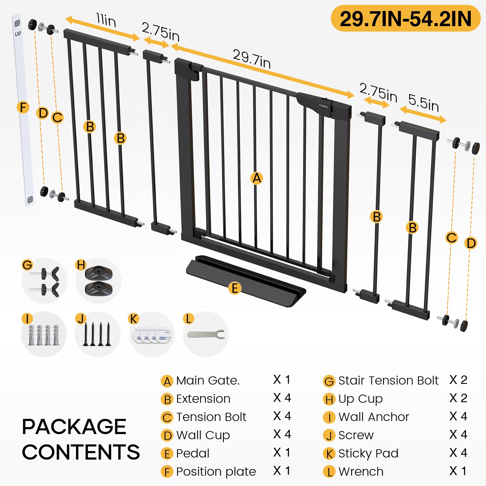 Cumbor two-way swing gate shows convenient back-and-forth passage for adults and children.