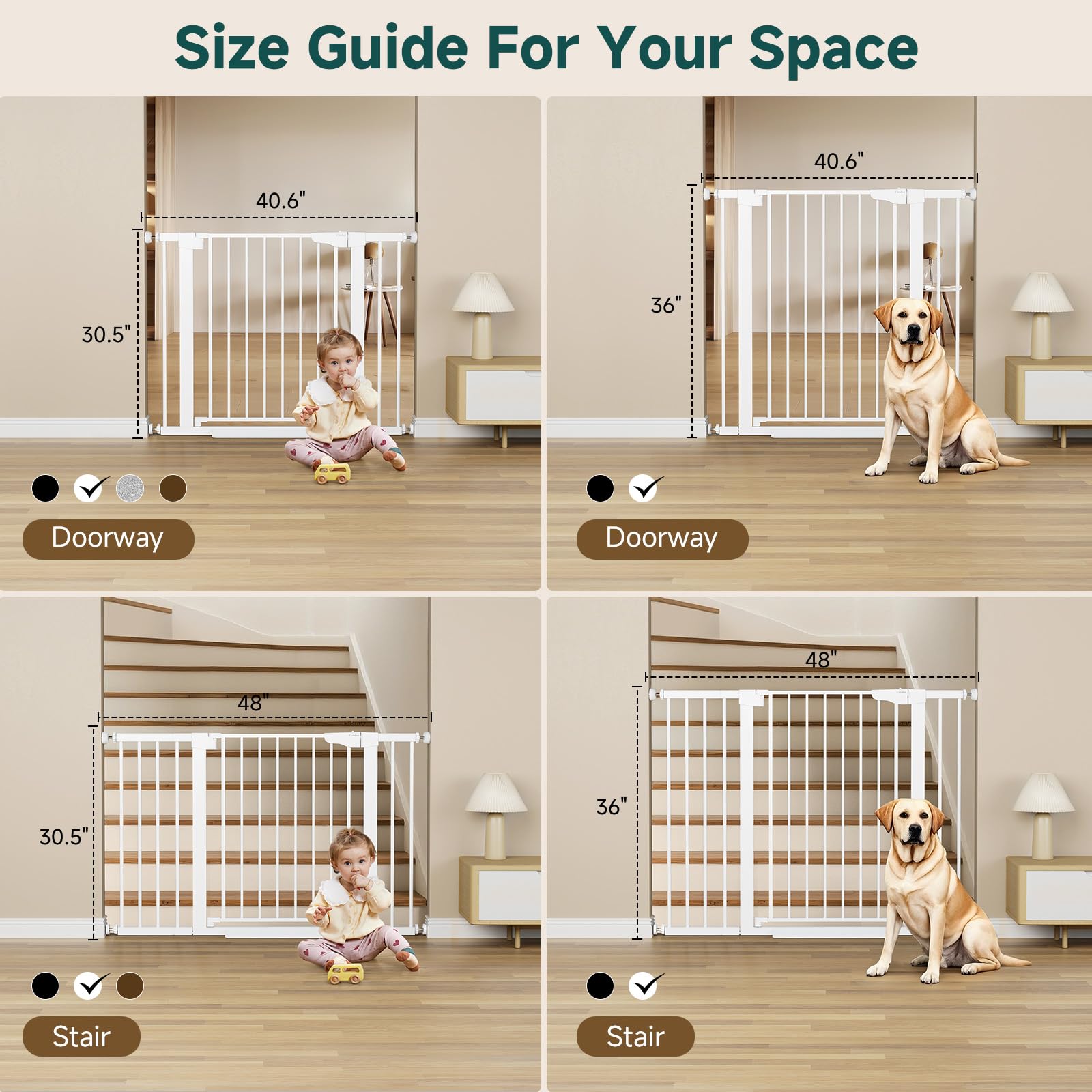 Cumbor walk-through gate illustrates easy doorway passage for caregivers and strollers.