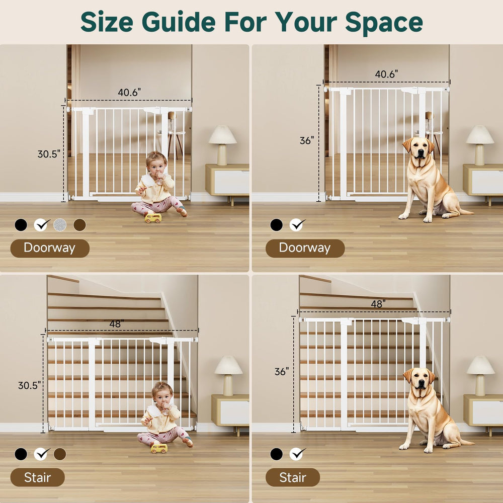 Cumbor walk-through gate illustrates easy doorway passage for caregivers and strollers.