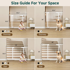 Cumbor walk-through gate illustrates easy doorway passage for caregivers and strollers.