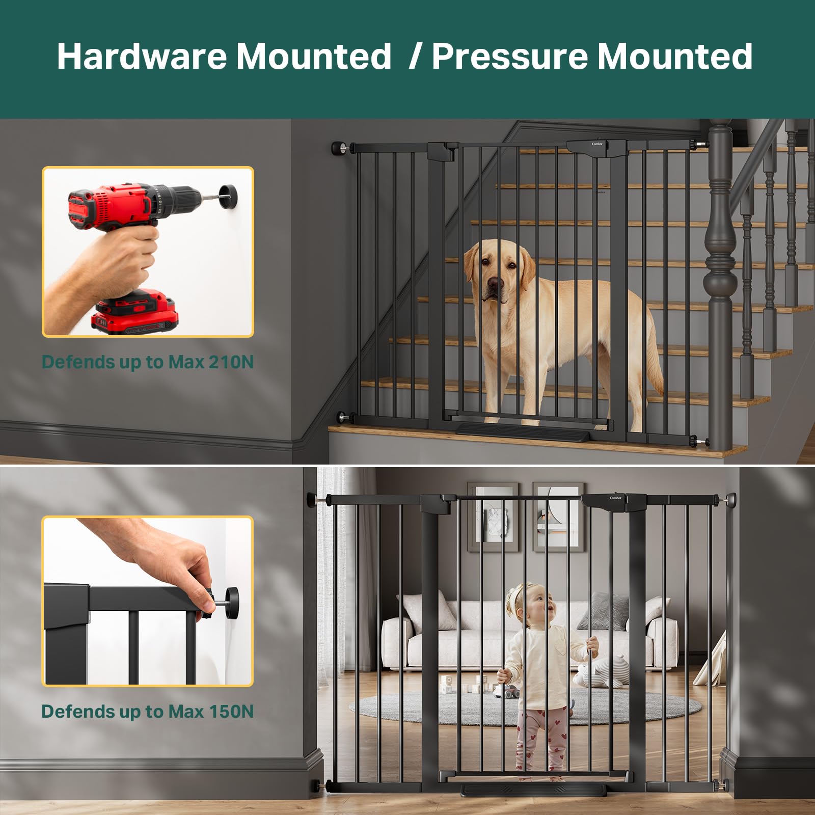 Cumbor wall cups guard baseboards for versatile, stable mounting.