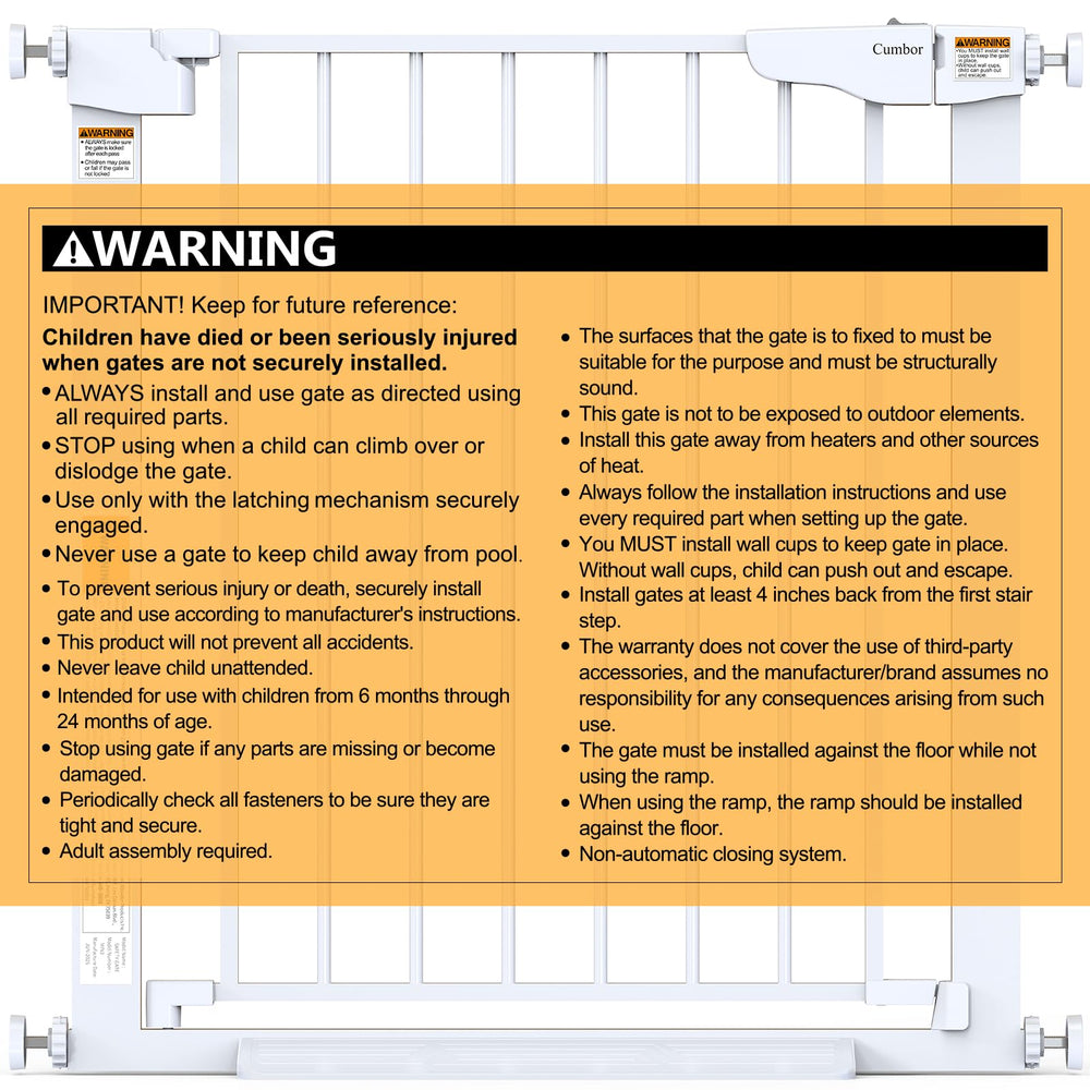 Cumbor white baby gate in use shows versatile home safety in daytime living.