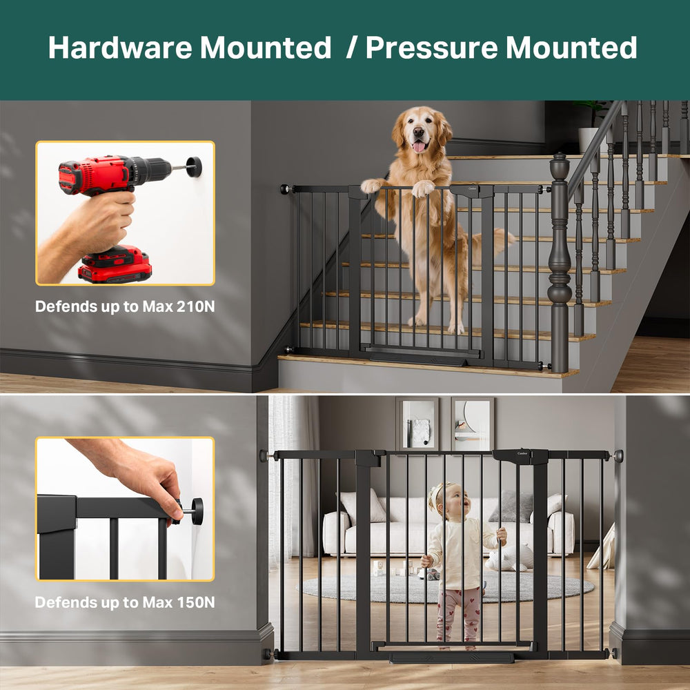 Cumbor wide-fit 51-5-inches gate fits broad doorways with room to move.