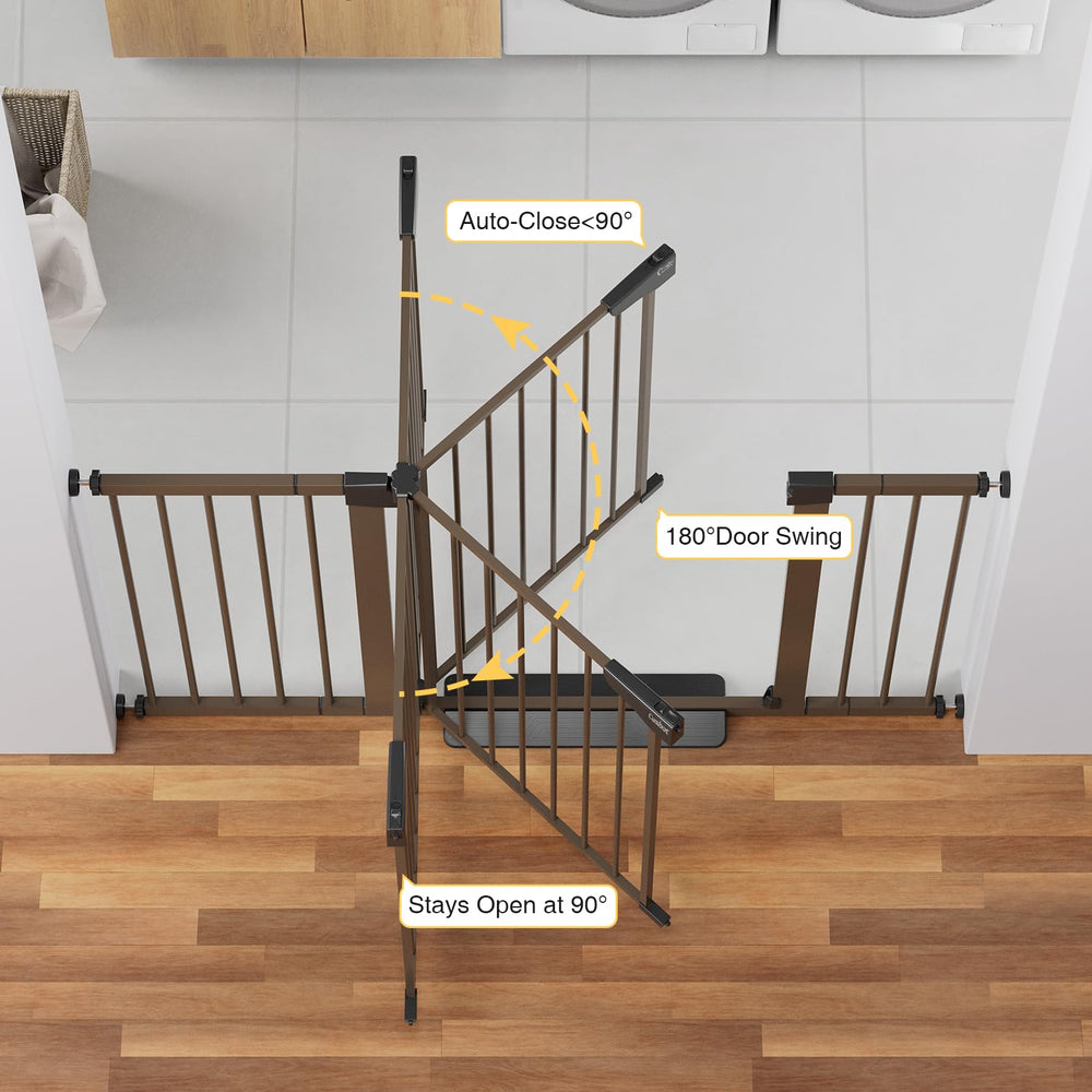Cumbor brown gate-closeup demonstrates sturdy frame and reliable stability for pets and kids.
