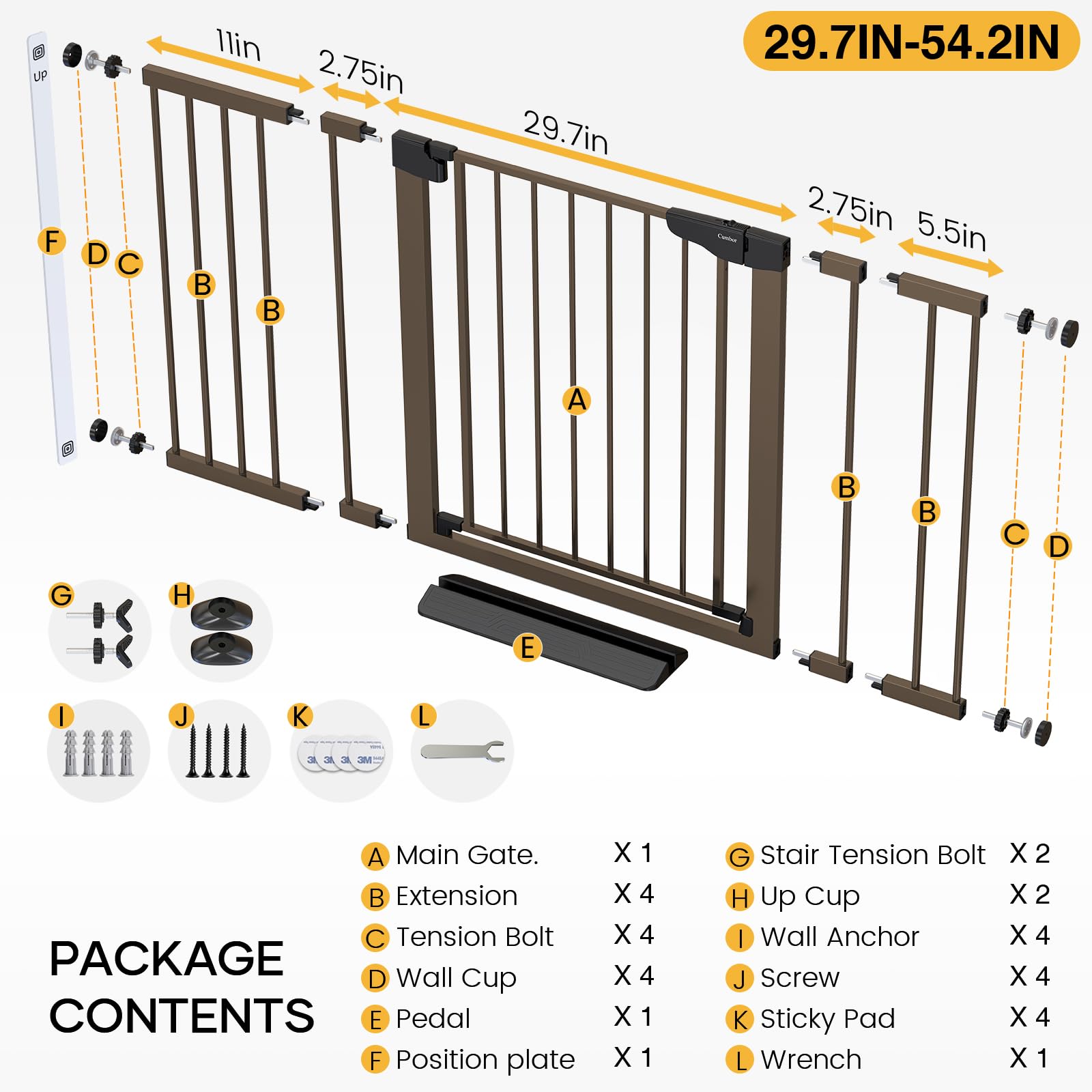 Cumbor Y-pressure-mount rounds banister visual shows damage-free setup.