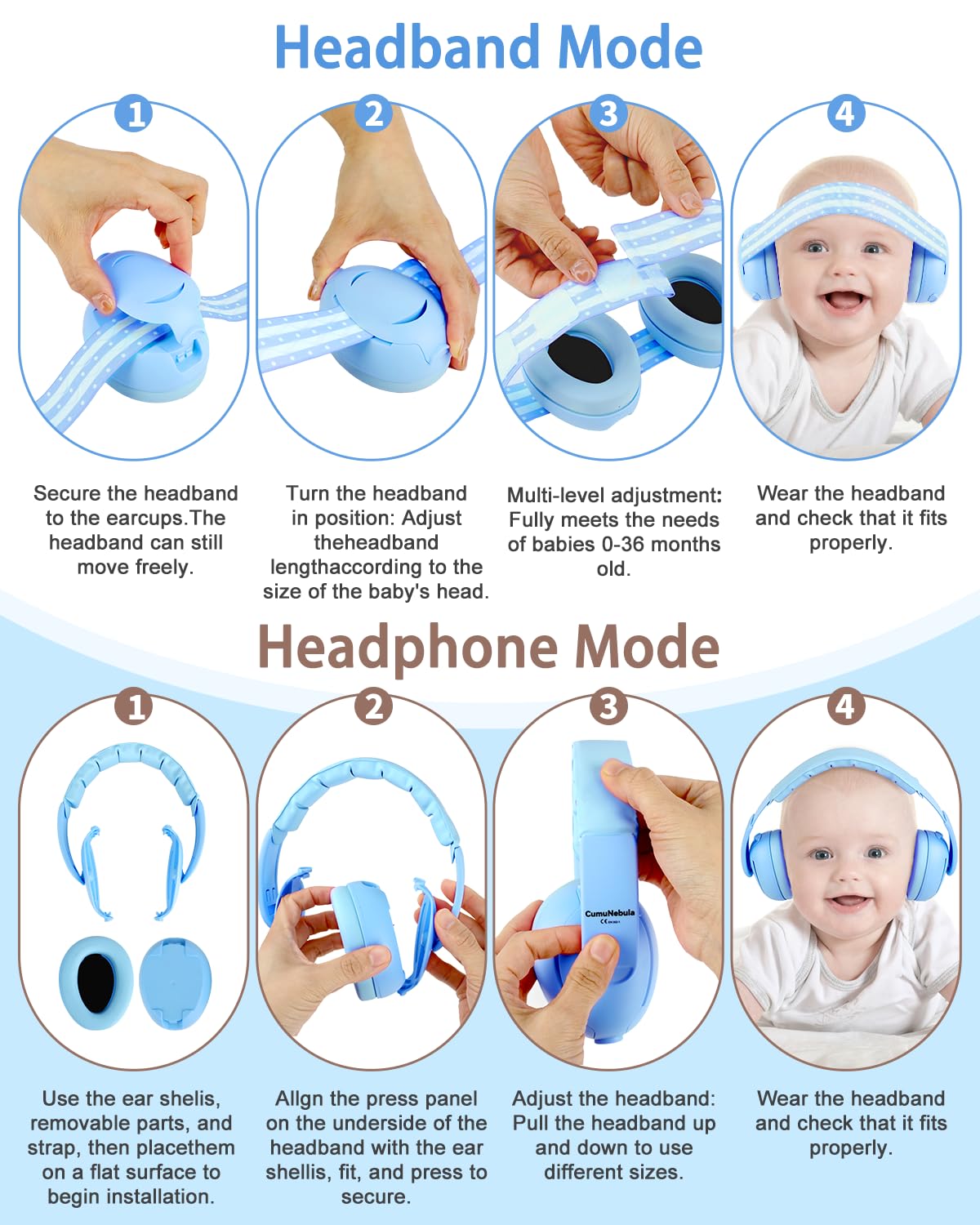 Cumunebula baby ear-muffs carrying case keeps ears protected on the go.