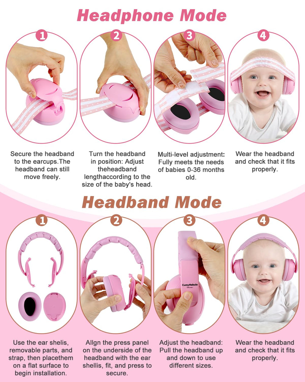 Cumunebula baby ear muffs offer SNR 31dB and NRR 26dB protection.