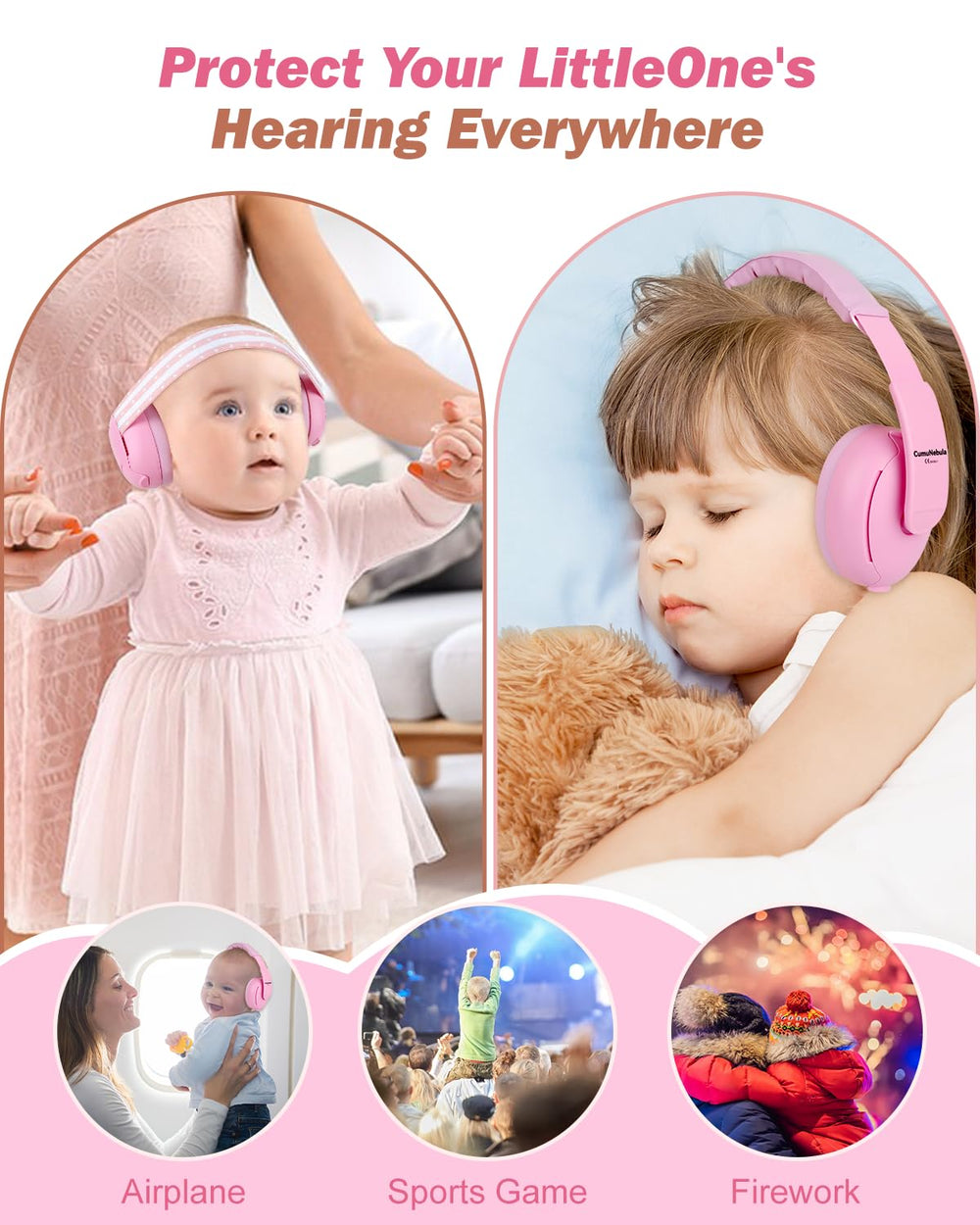 Cumunebula baby ear muffs compact durable design ideal for packing.