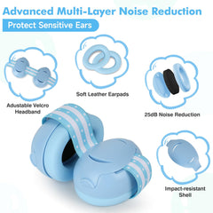 Cumunebula baby ear-muffs soft skin-friendly cushions ensure gentle, comfortable wear.