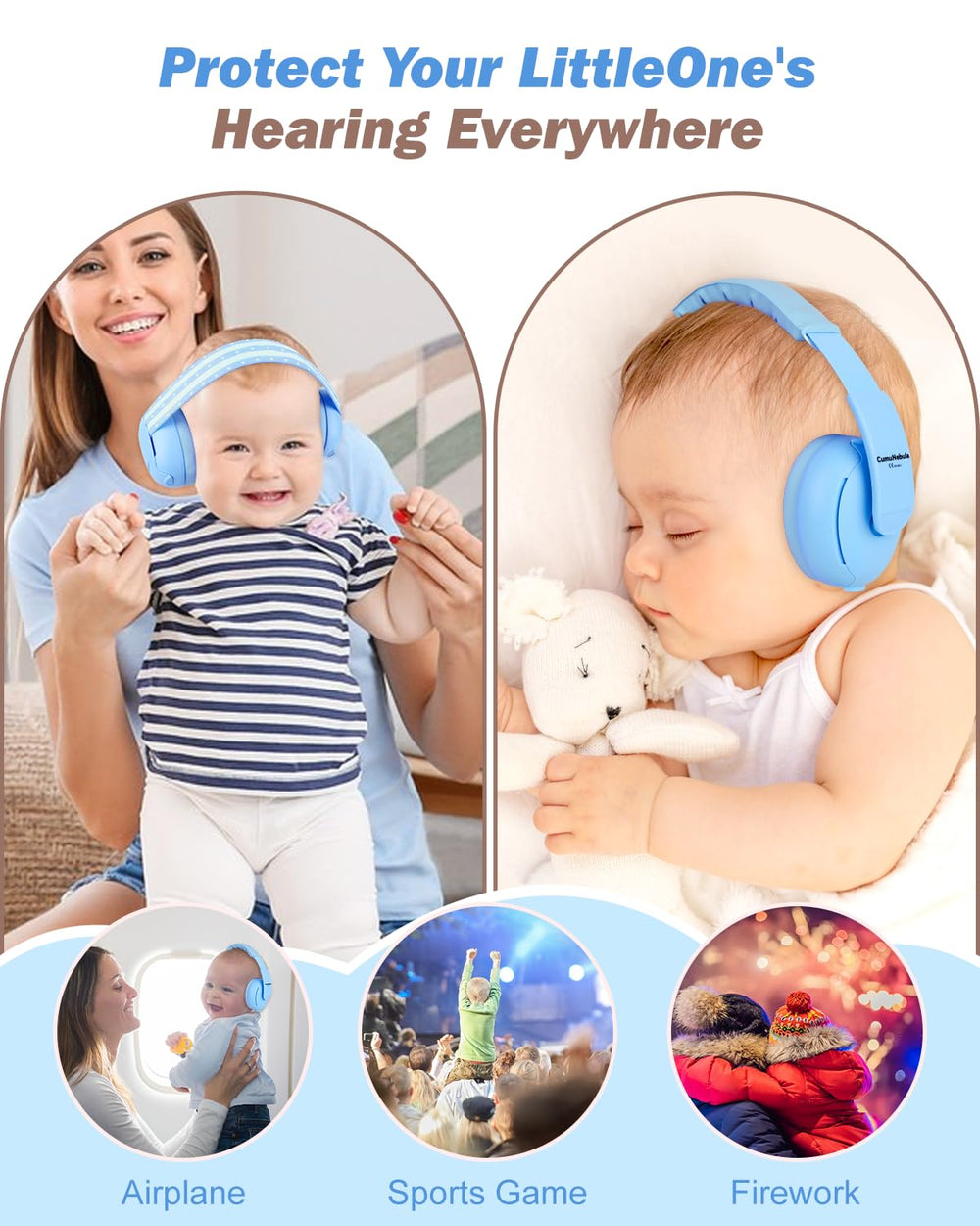 Cumunebula baby ear-muffs travel-friendly build fits in a bag for easy trips.