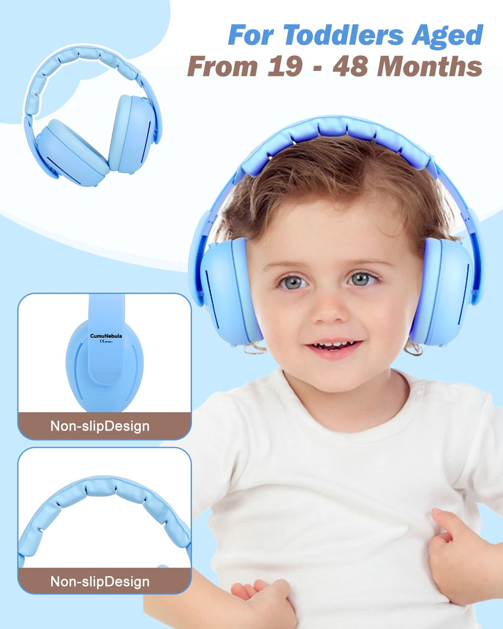 Cumunebula baby ear-muffs zero-pressure design avoids ear pressure on little heads.