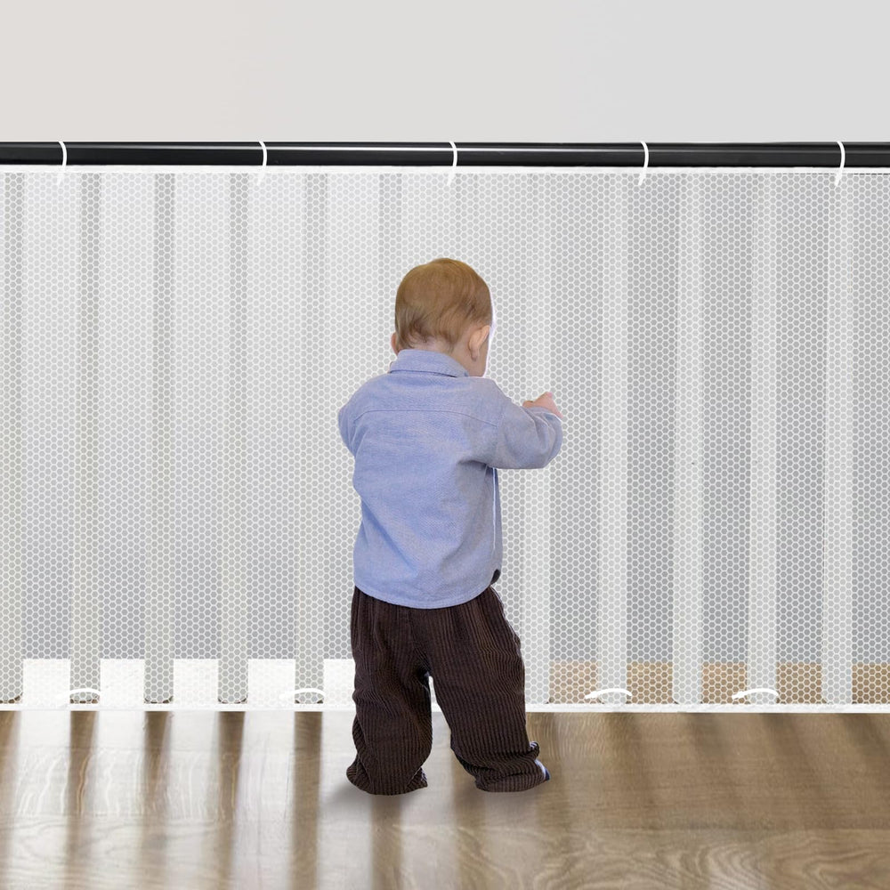 Cupount Banister Guard mesh stair netting closeup shows childproof protection with breathable design.
