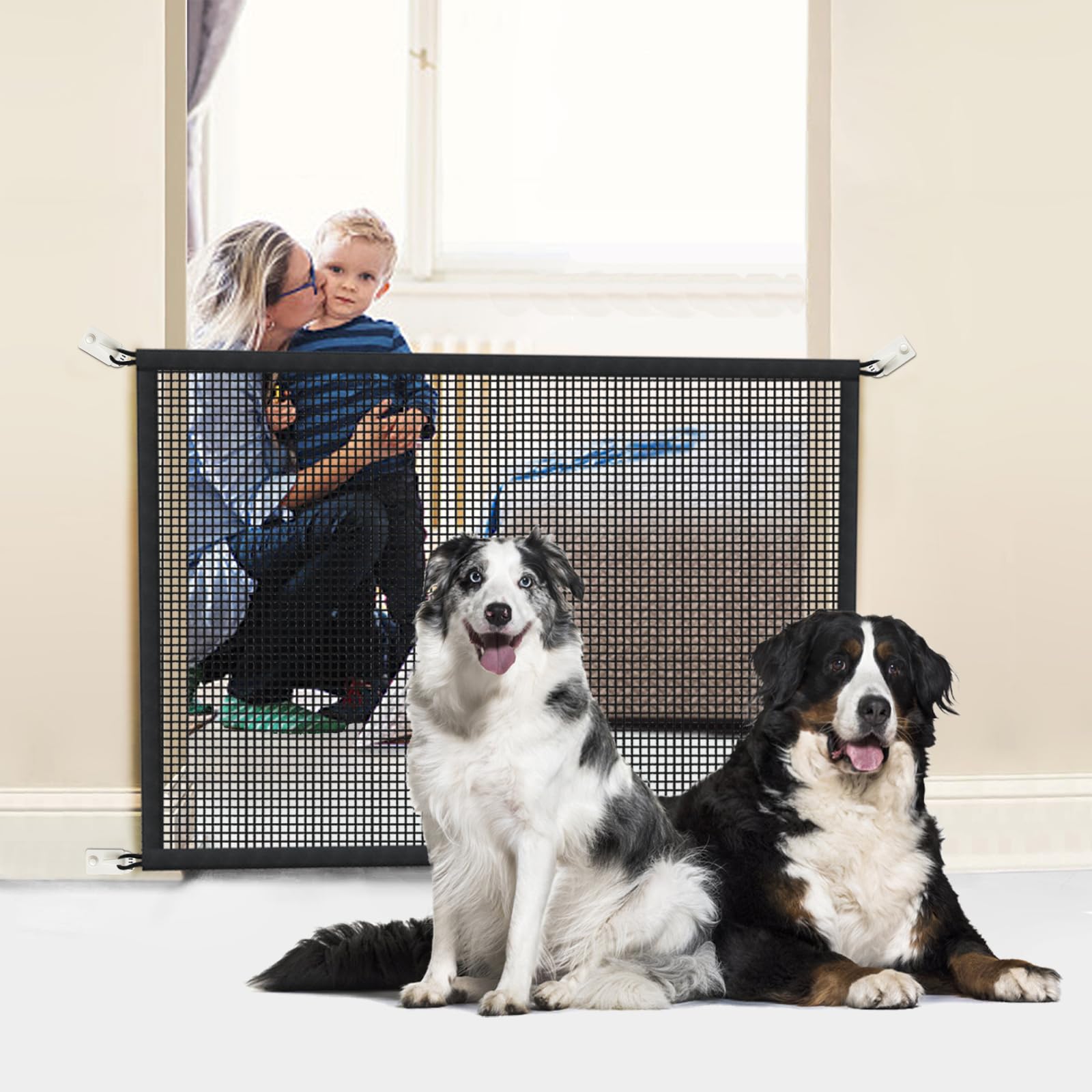 Cupount dog gate assembly hooks system for easy setup