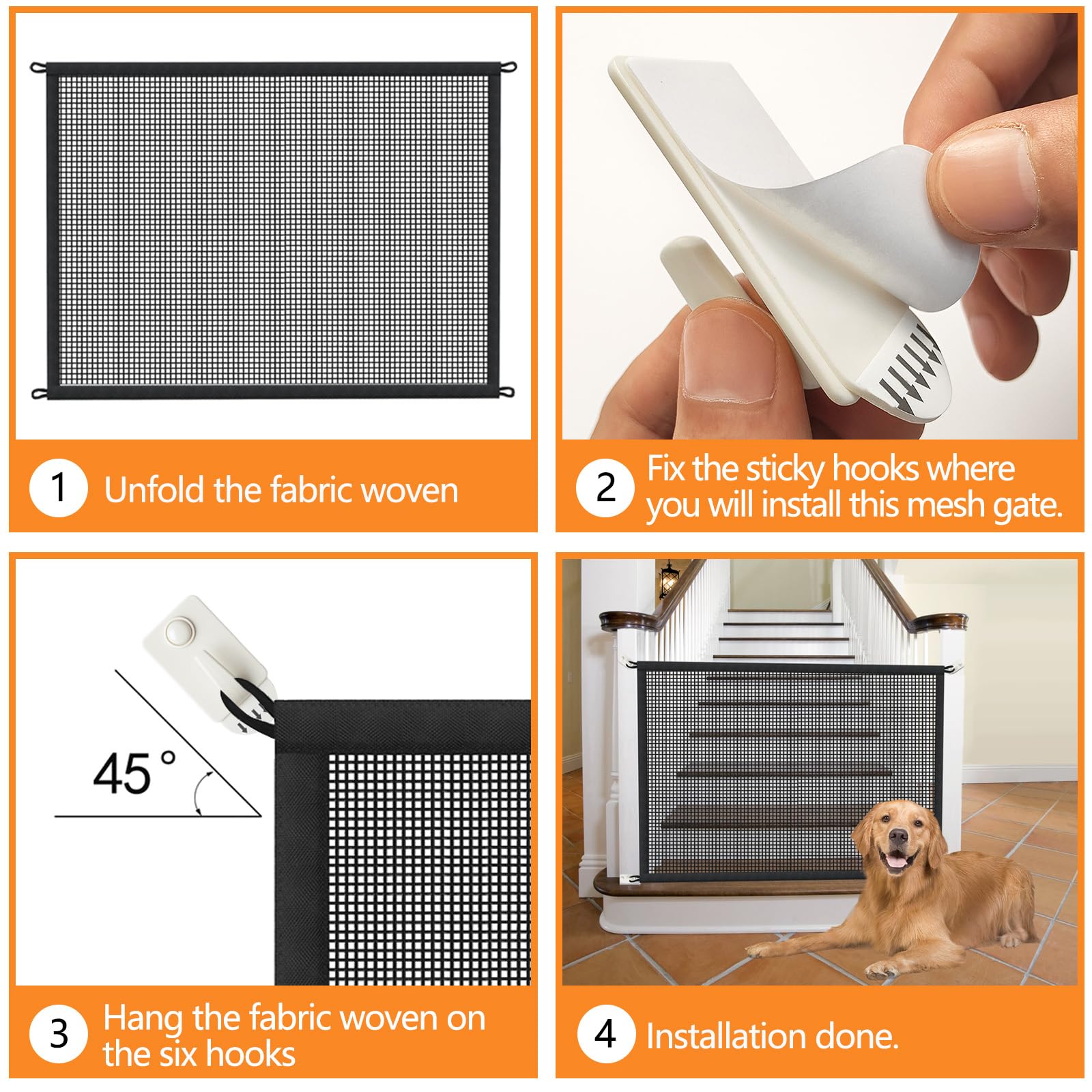 Cupount dog gate in doorway illustrates versatile fit for openings 28 to 31 inches.