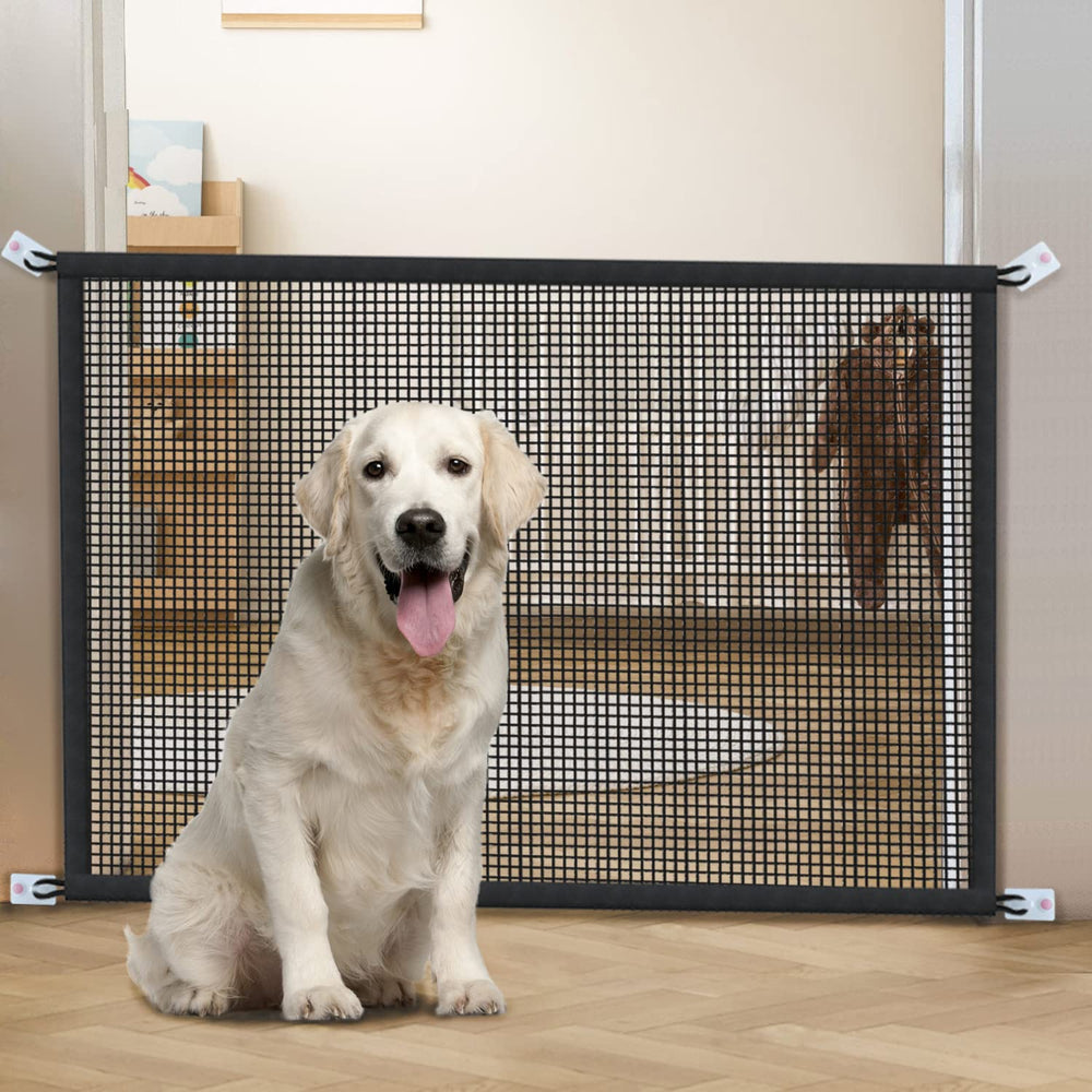 Cupount dog gate tensile-fiber material closeup highlights durable construction.