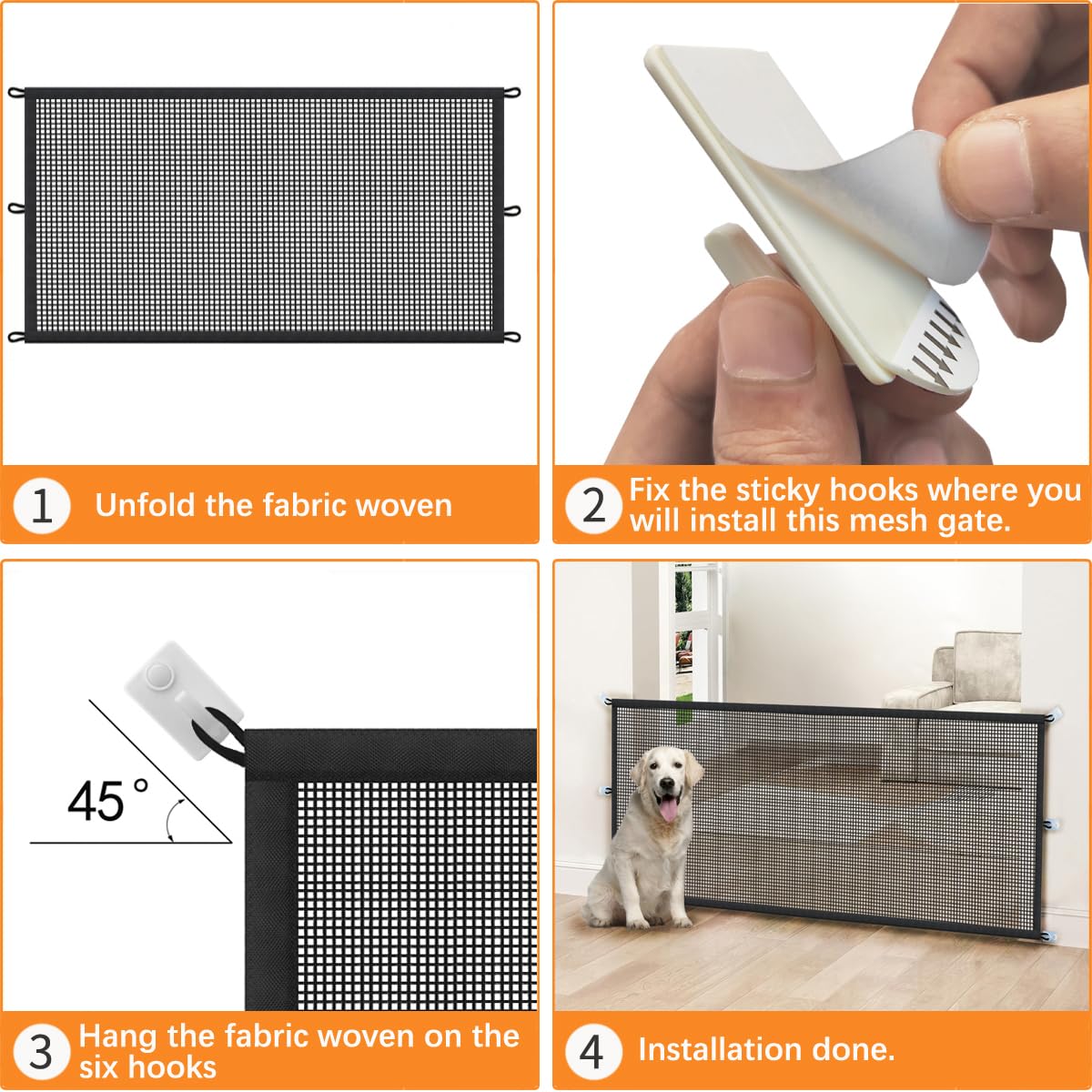 Cupount dog gate porch yard placement highlights indoor barrier for pets during gatherings.