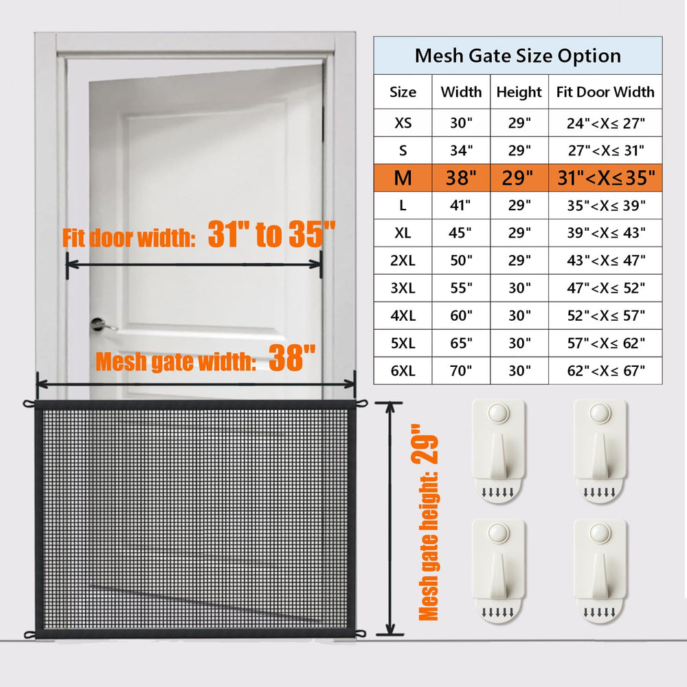 Cupount dog screen mesh gate closeup reveals durable mesh fabric.