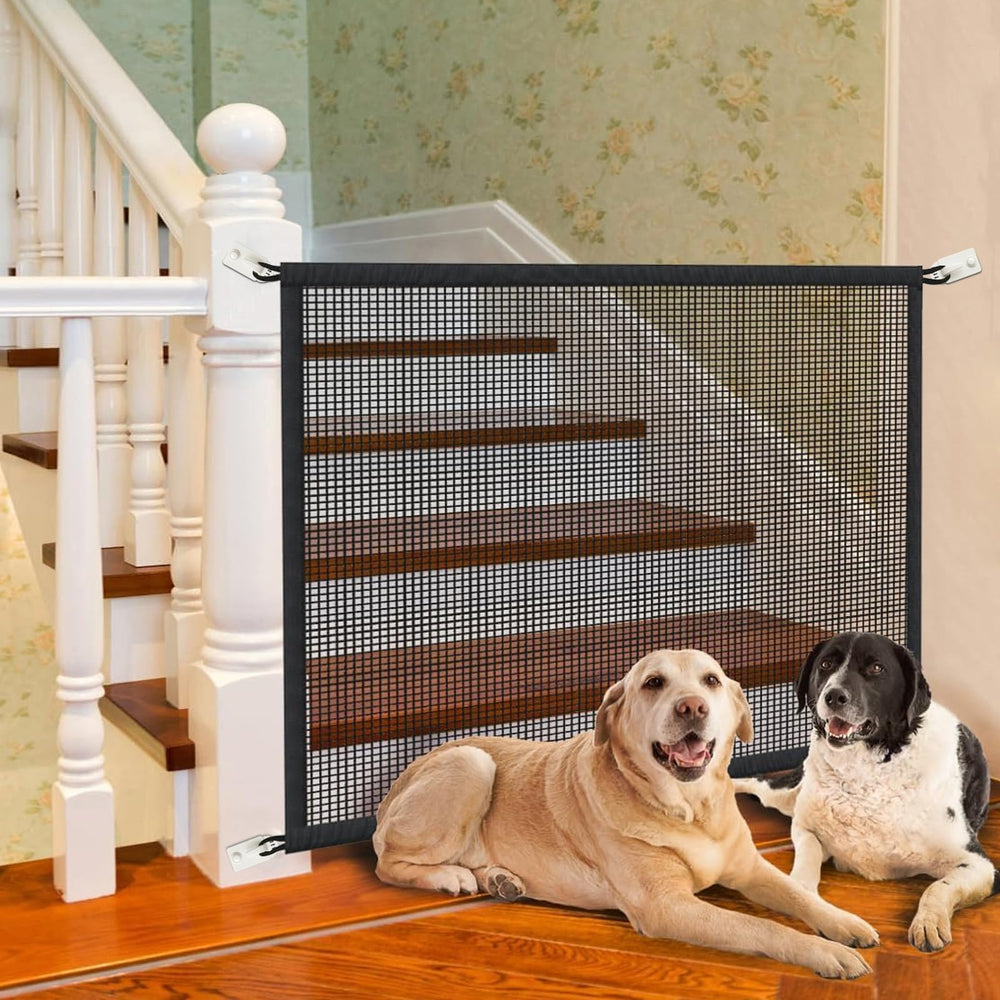 Cupount dog screen mesh gate used in multiple rooms for versatility.
