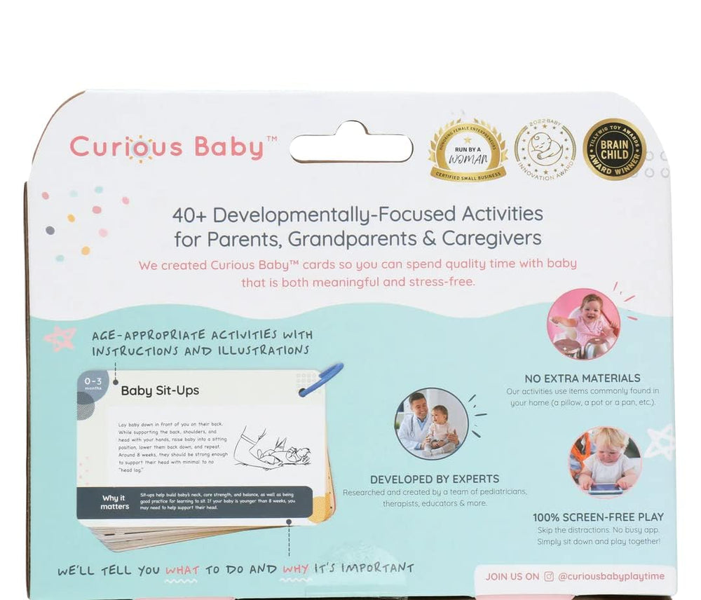 Curious Baby color-coded age guides simplify planning activities through months.