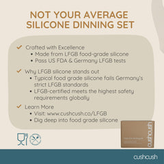 Cushcush silicone bibs catching spills for tidy mealtimes
