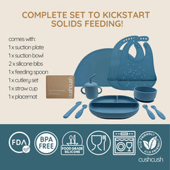 Cushcush silicone feeding set bowl with divided sections for scooping