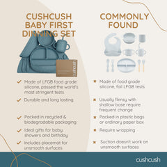 Cushcush silicone utensils with grip-friendly handles for tiny hands