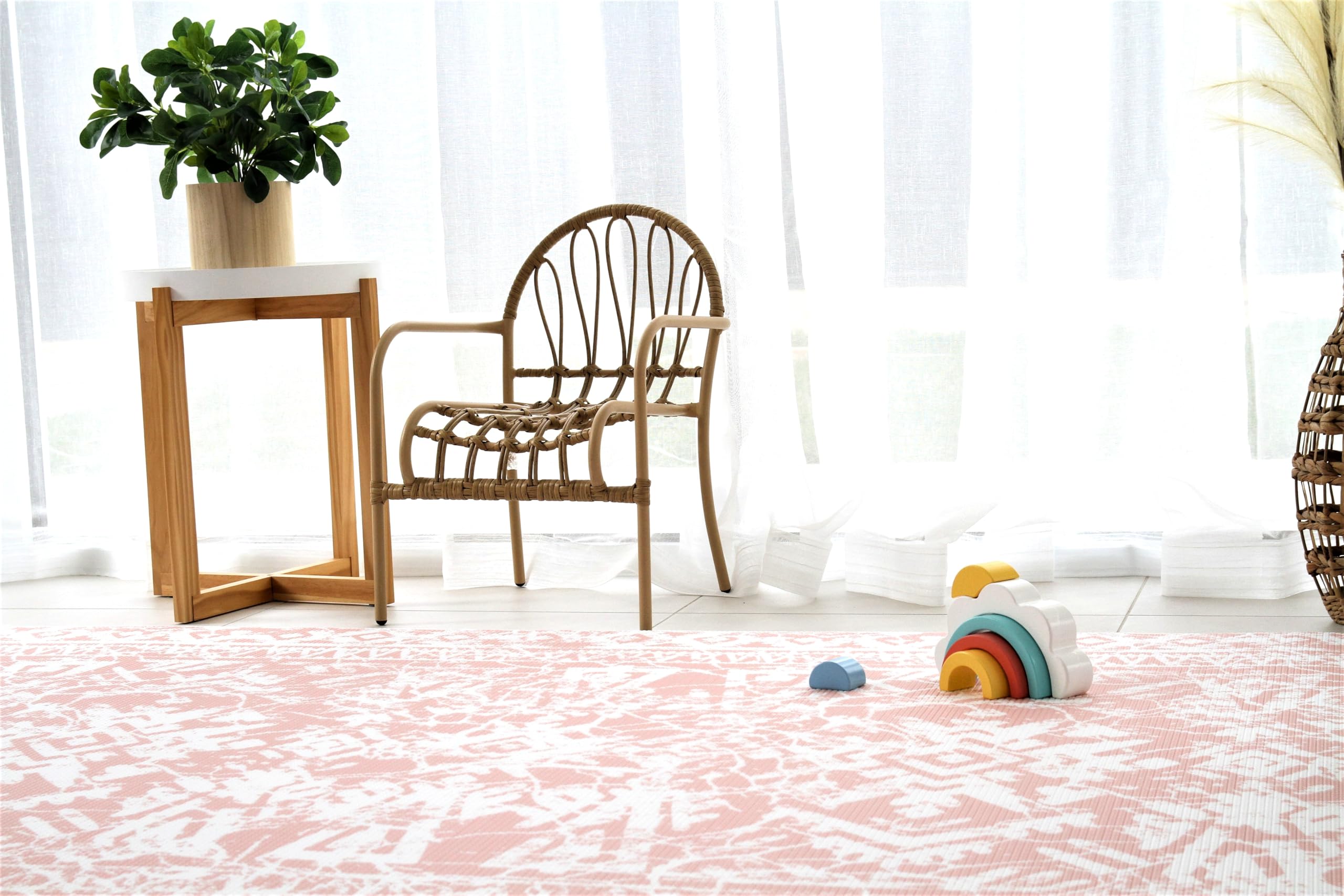 Cushmat memory-foam cushioning provides gentle support during tummy time and crawls.