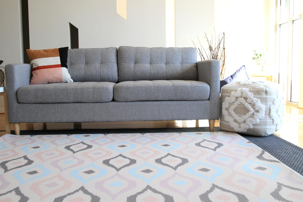 Cushmat stylish reversible foam play mat Sage Grey Star, top view showing versatile room decor