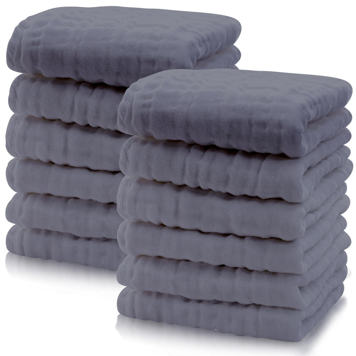 Cute Castle 12-pack muslin washcloths provide soft 12x12 inch surface for gentle baths