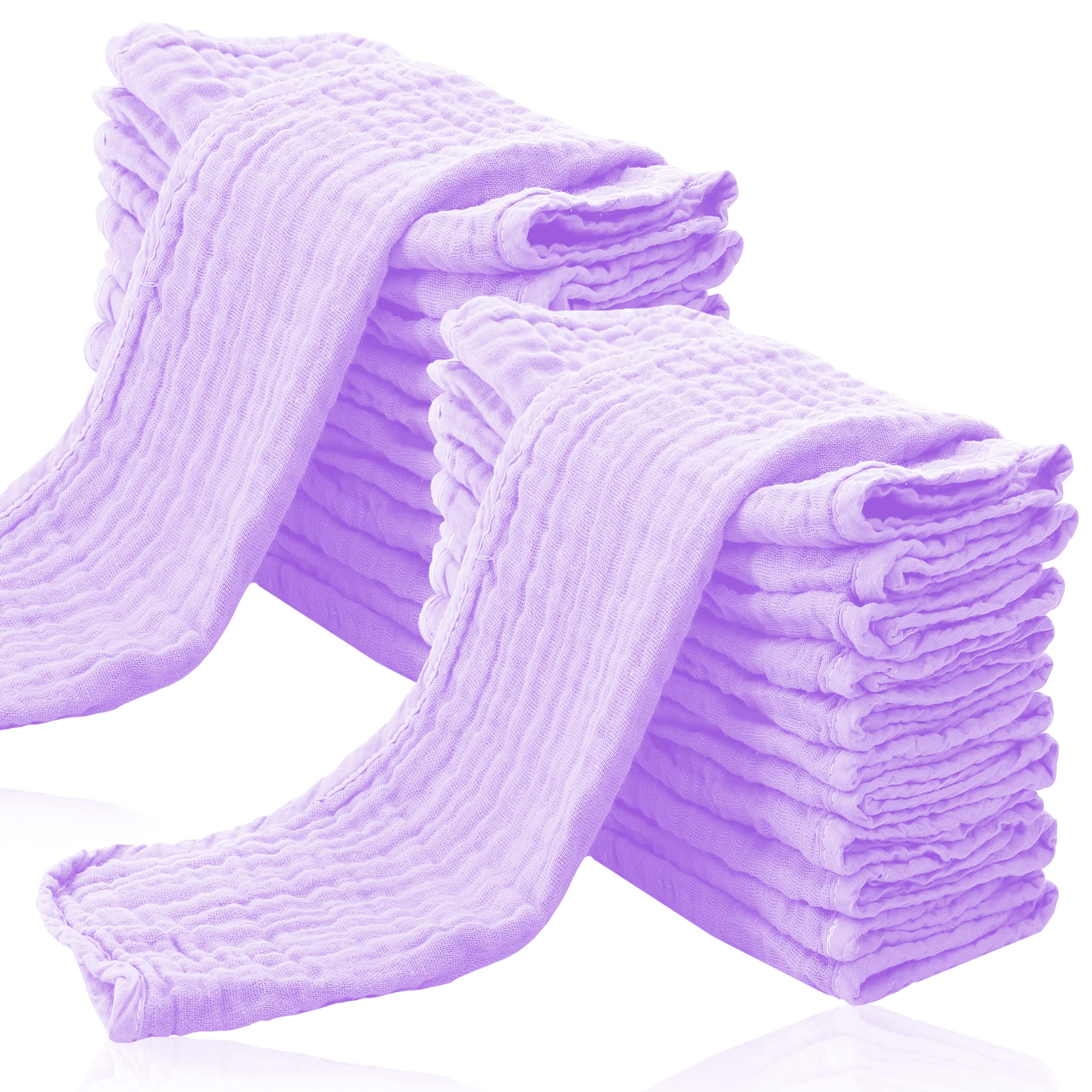 Cute Castle 24pack muslin burp cloths flatlay showing on-the-go protection