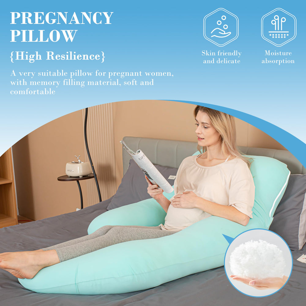 Cute Castle 57-inch pregnancy pillow full-length view for spine alignment