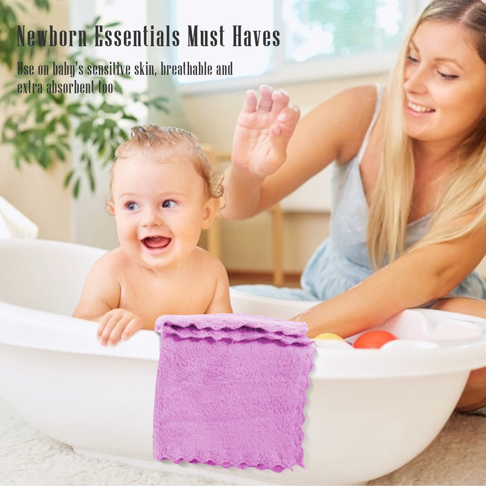 Cute Castle 9x9-inch washcloths in color-variety pack ideal for multiple baby-care tasks