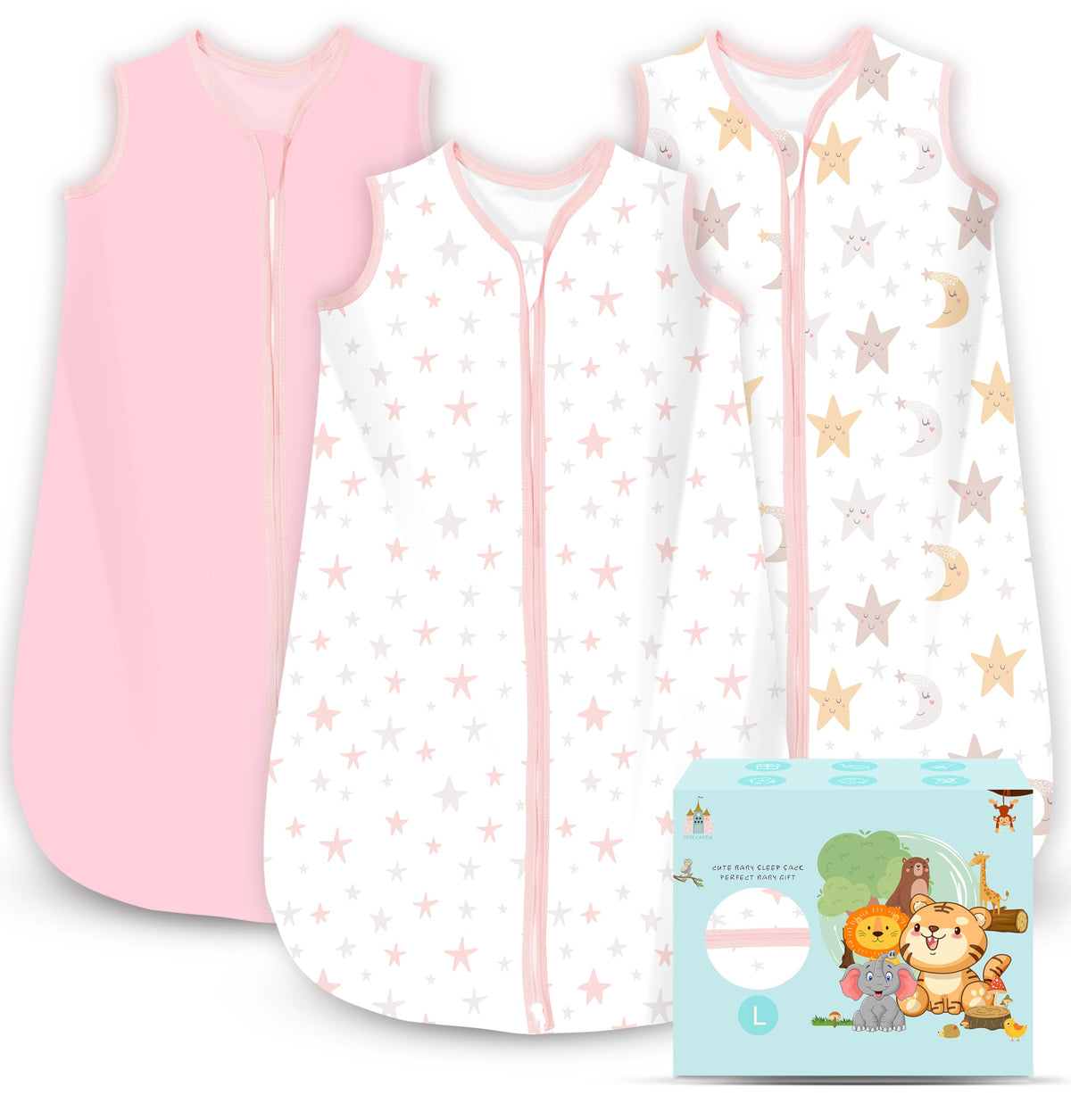 Cute Castle baby sleep sack pink fabric for cozy bedtime comfort