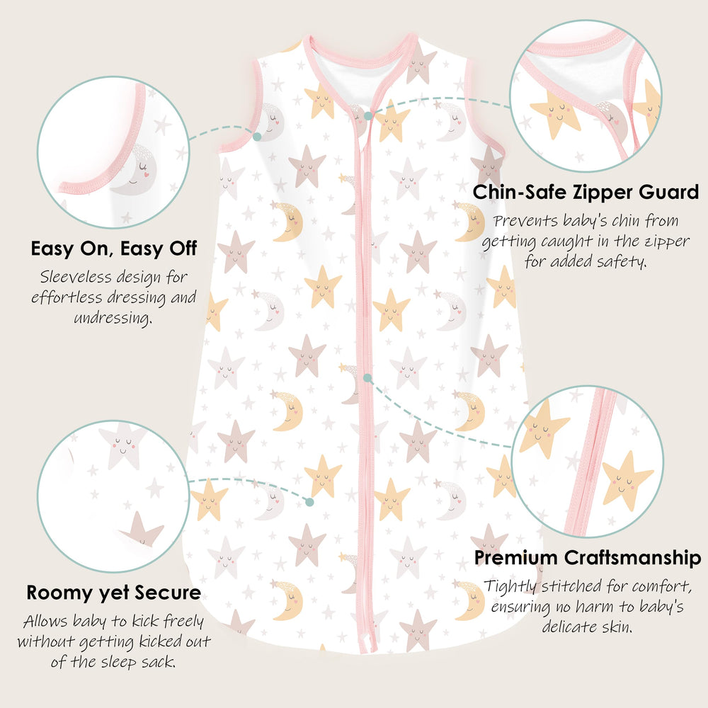 Cute Castle sleep sack stars design keeps baby comfortable through the night