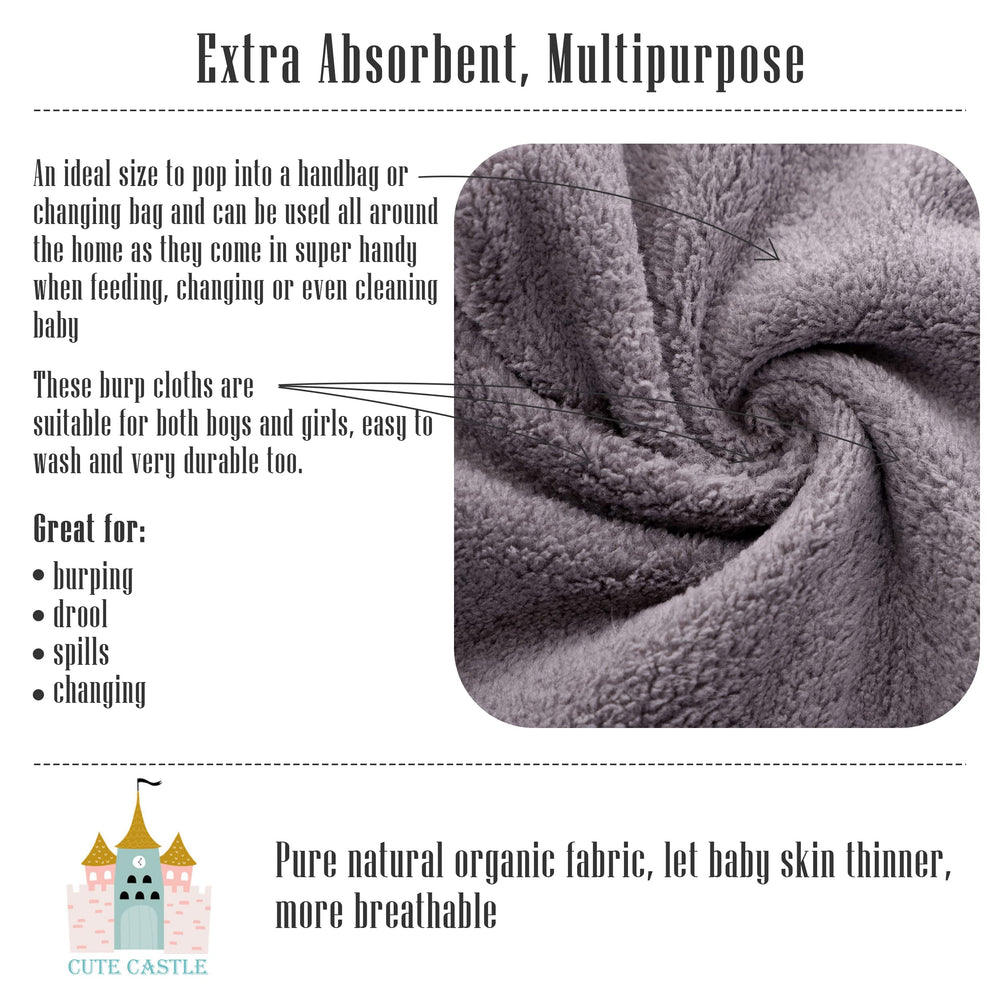 Cute Castle cloths compare favorably to cotton/muslin with higher absorbency.