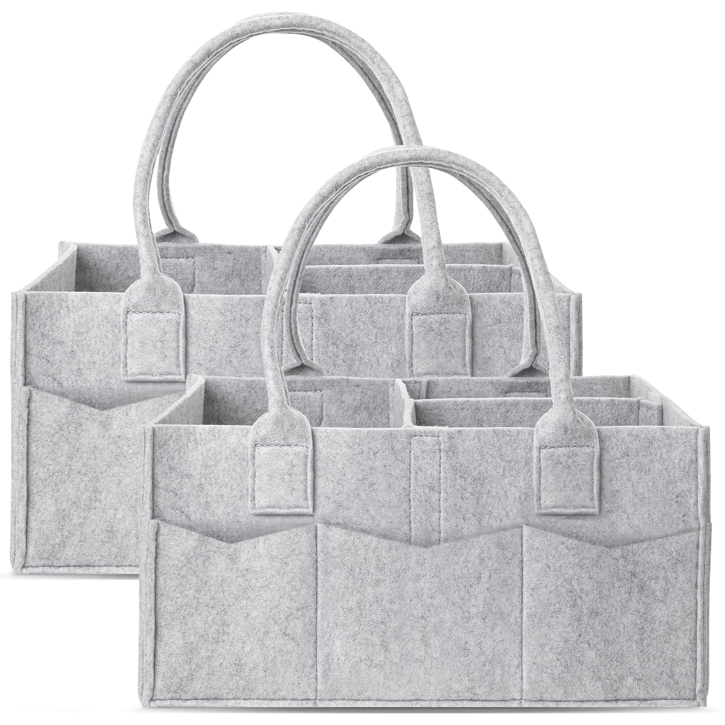 Cute Castle diaper caddy 2-pack front view grey for easy nursery organization