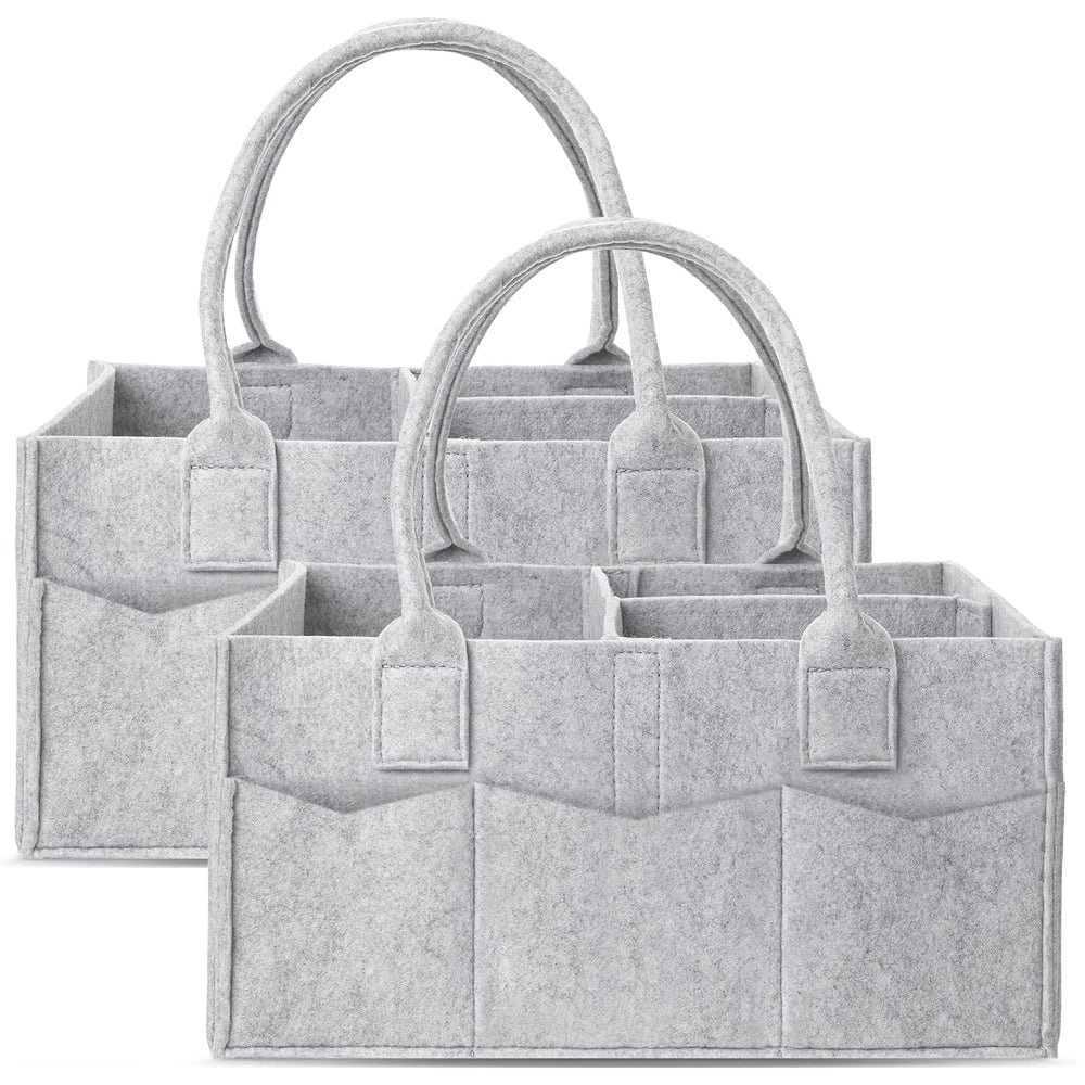 Cute Castle diaper caddy 2-pack front view grey for easy nursery organization