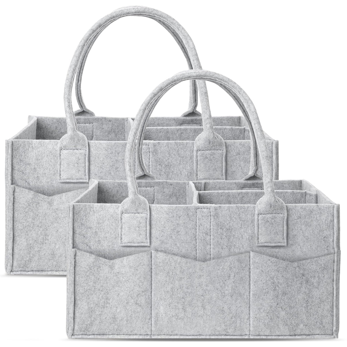 Cute Castle diaper caddy 2-pack front view grey for easy nursery organization