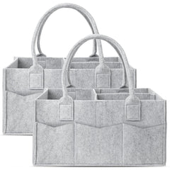 Cute Castle diaper caddy 2-pack front view grey for easy nursery organization