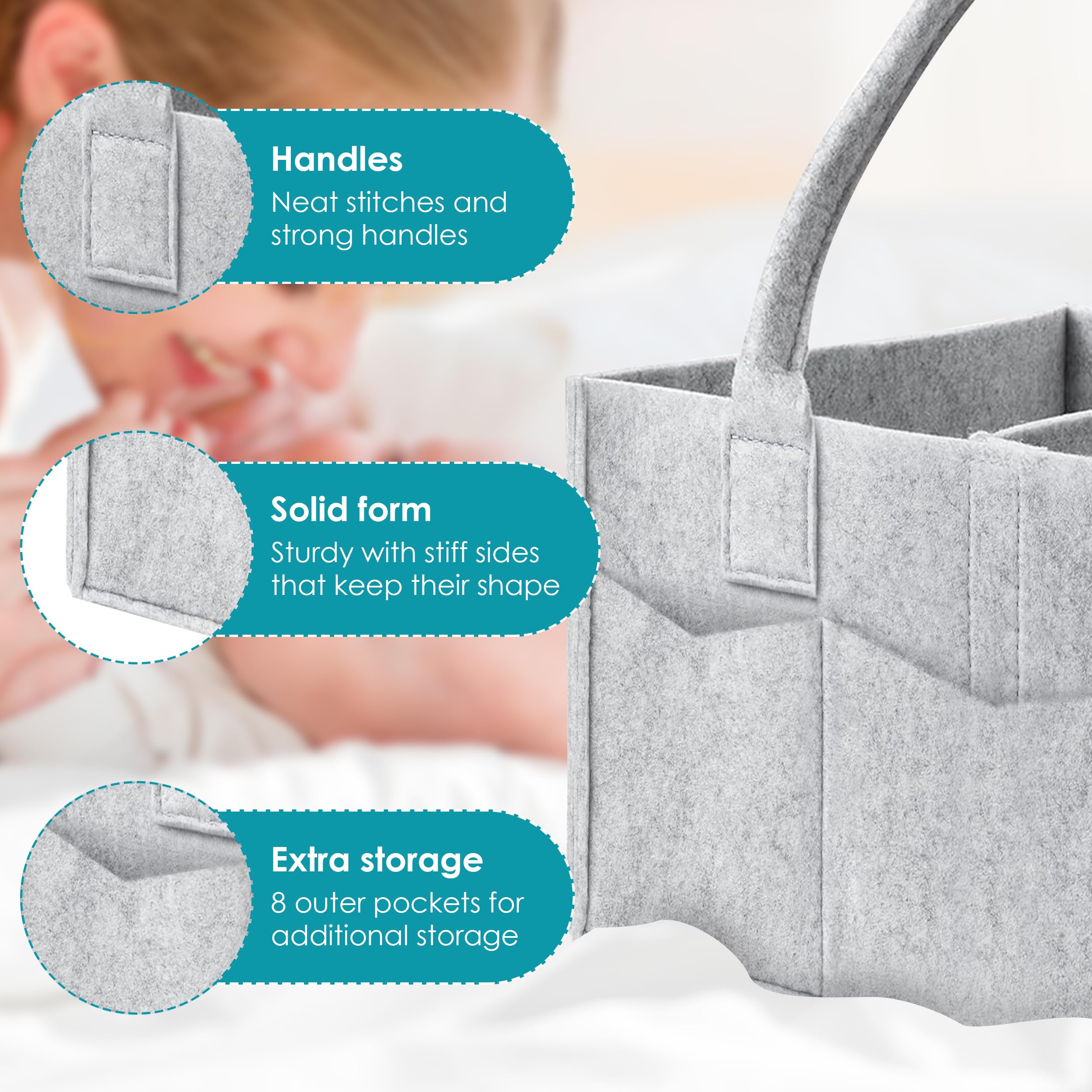 Cute Castle grey fabric texture close-up highlighting modern nursery aesthetic