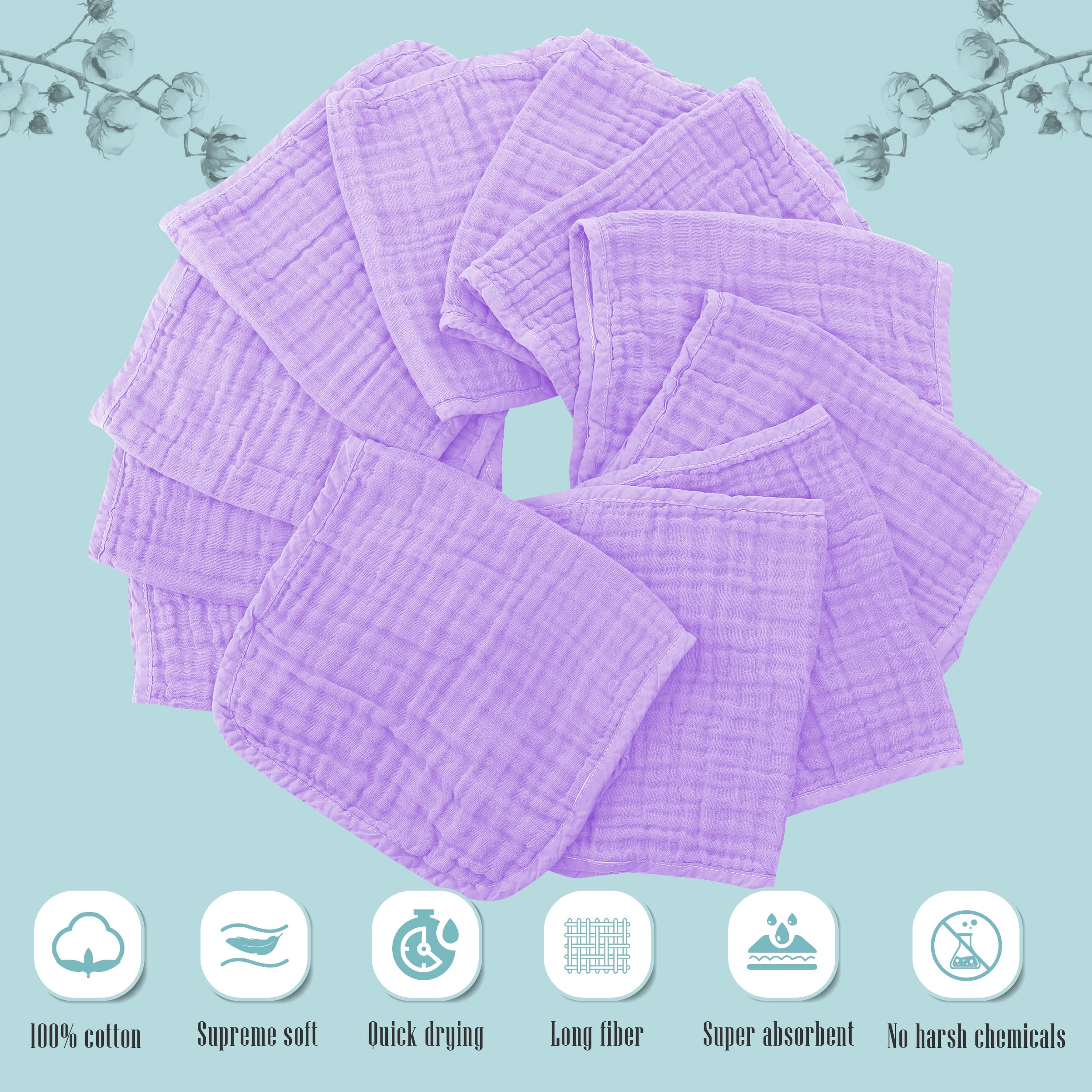 Cute Castle muslin burp cloths folded demonstrating soft, absorbent fabric