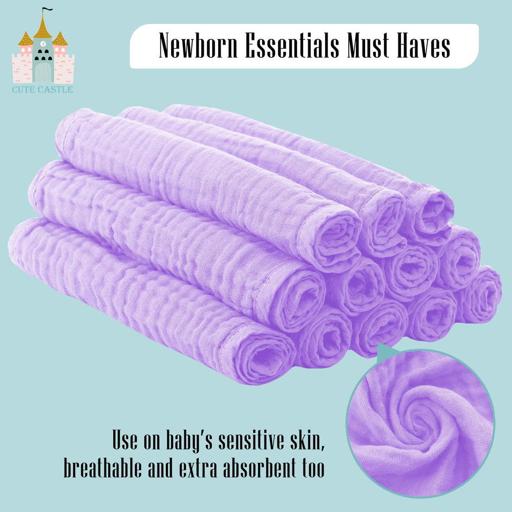 Cute Castle newborn essentials muslin burp cloths for newborn care