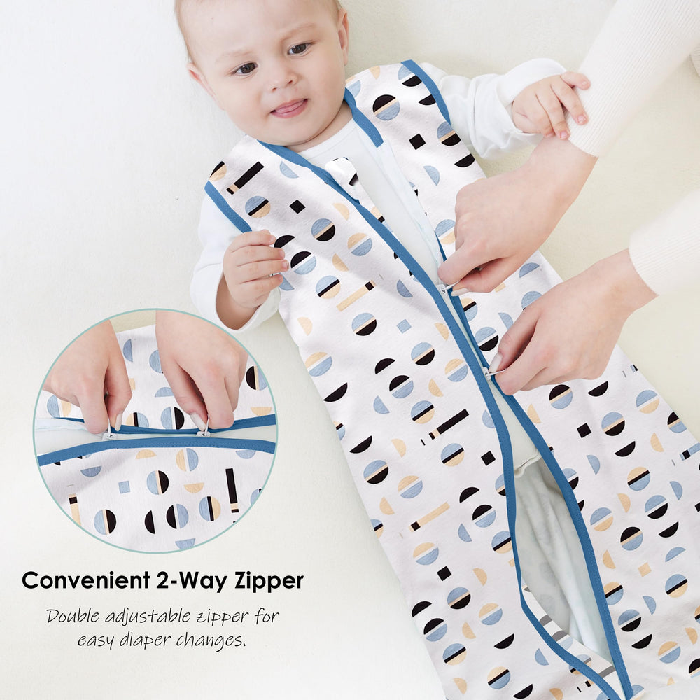 Cute Castle sleep sack blue 2-way zipper for quick night changes.