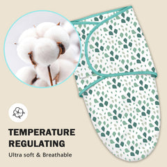 Cute Castle swaddle-green-wear model featuring breathable cotton for year-round comfort.