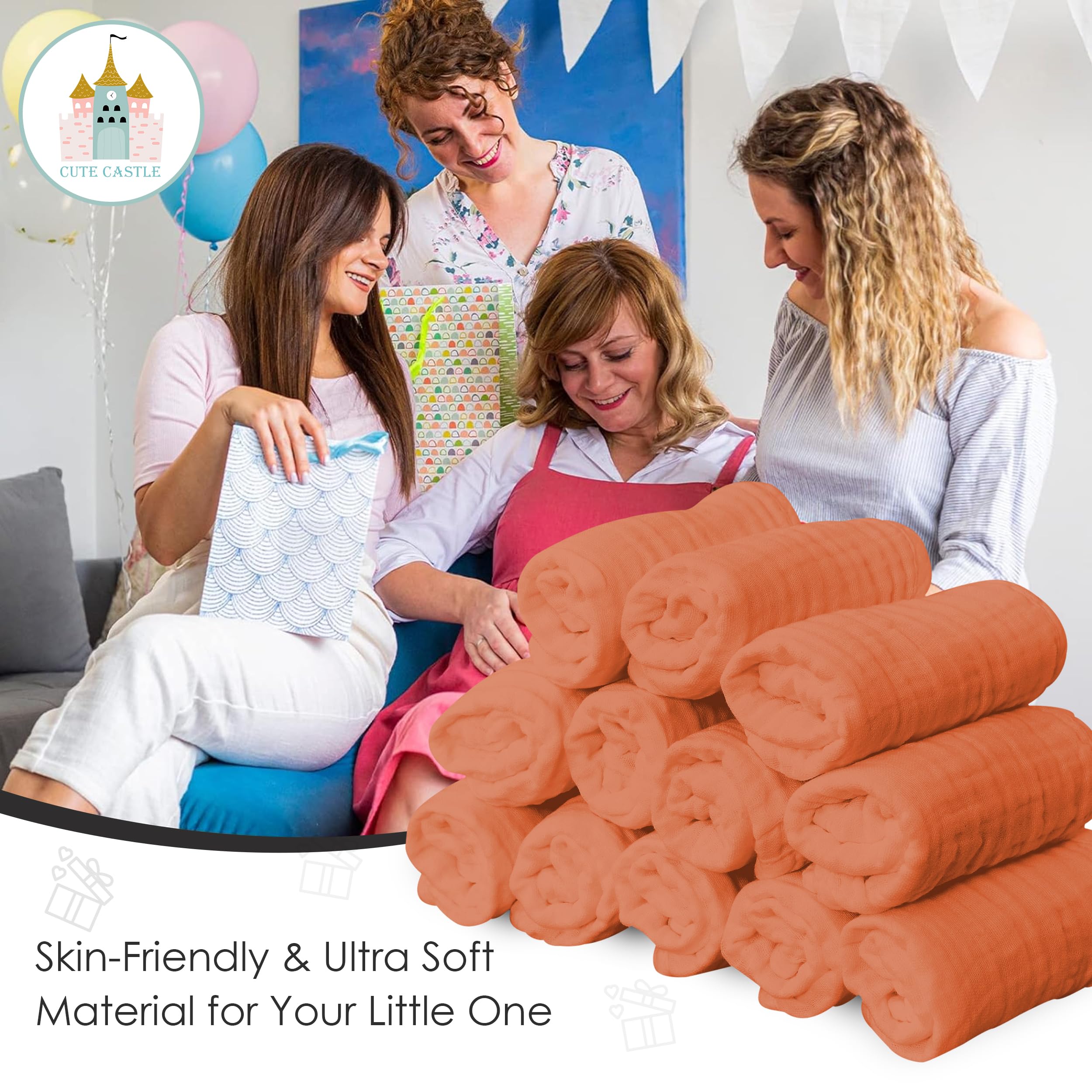 Cute Castle ultra-absorbent, multi-layer washcloth for quick drying and fuss-free use.