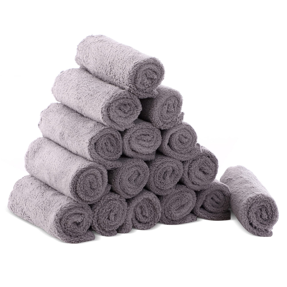 Cute Castle ultra-soft baby washcloths in grey, plush velvet texture for gentle face and body cleansing.