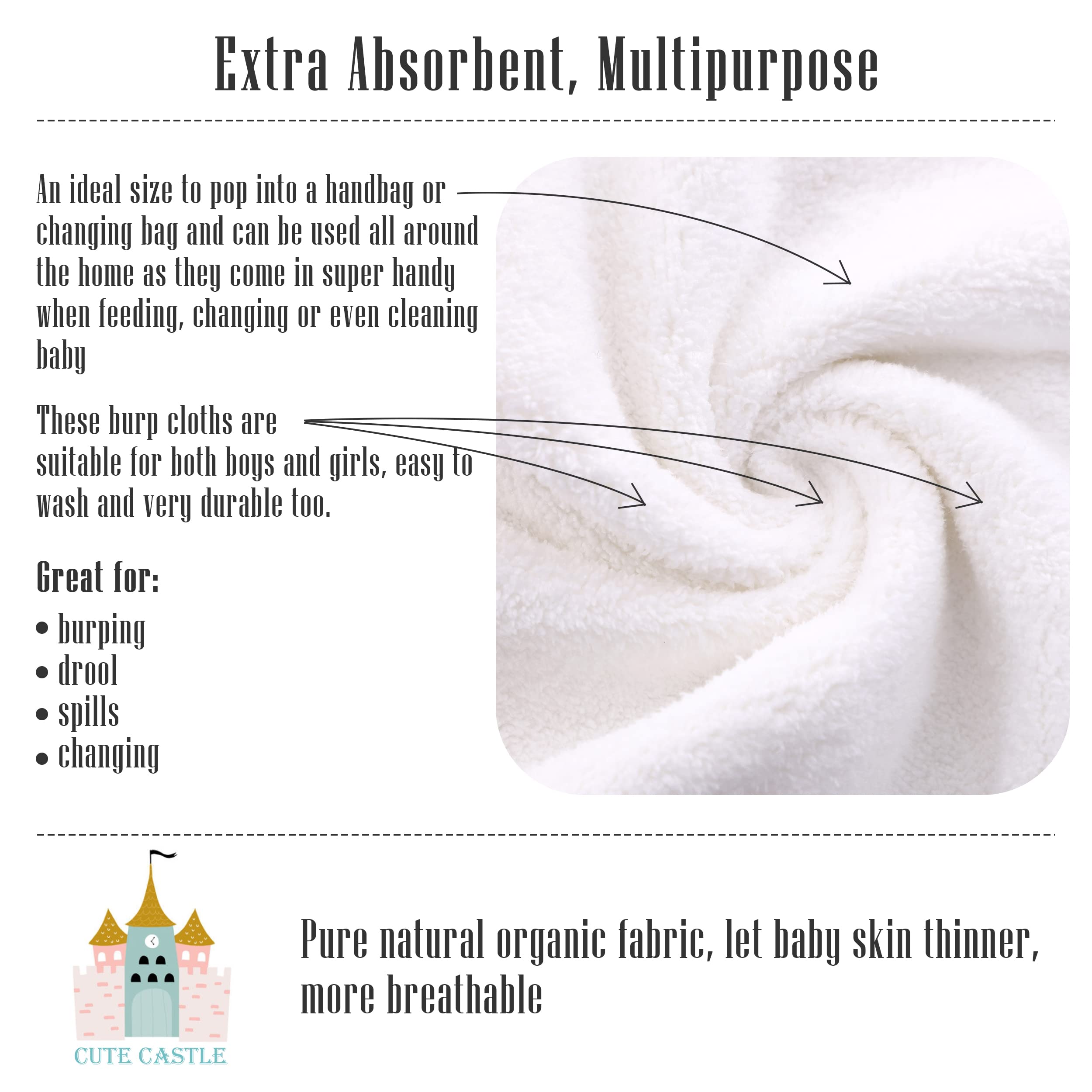 Cute Castle 9x9 inch cloths provide gentle face and body care for infants