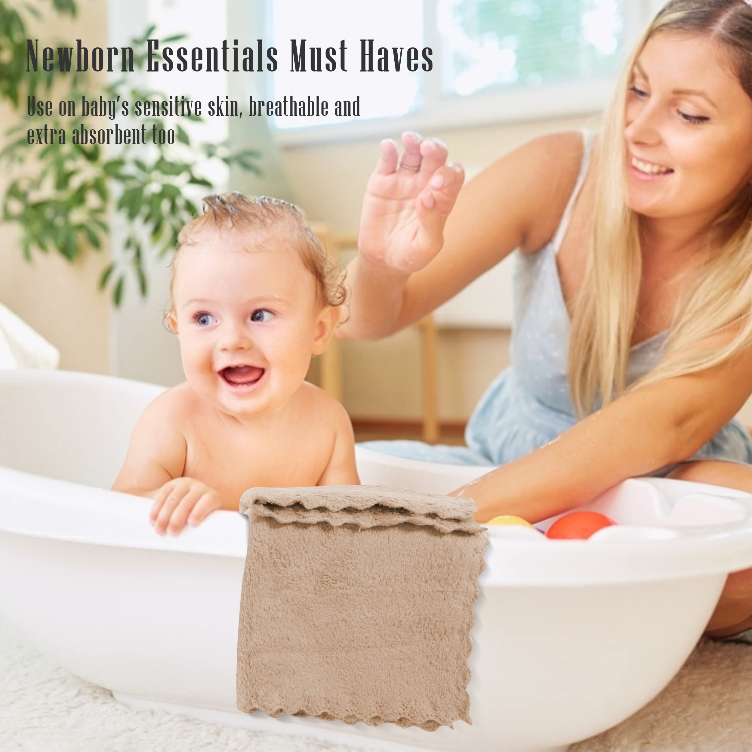 Cute Castle washcloths shown as face and body cleansing tool for babies